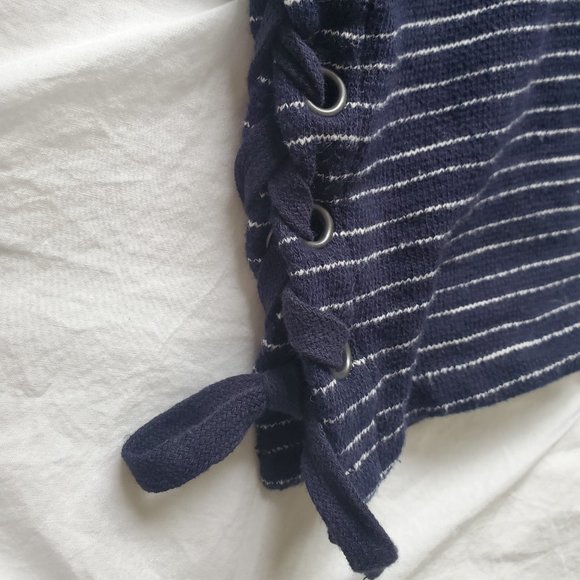 Madewell Striped Blue Side-Lace Top XS - Picture 5 of 9
